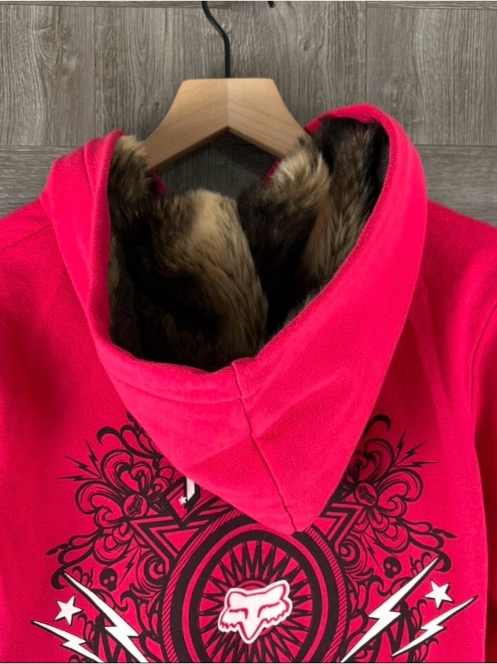 Fox Racing Women’s Vintage Y2K Hot Pink Zip-up Soft Faux-fur Lined Hood Retro - Picture 7 of 13